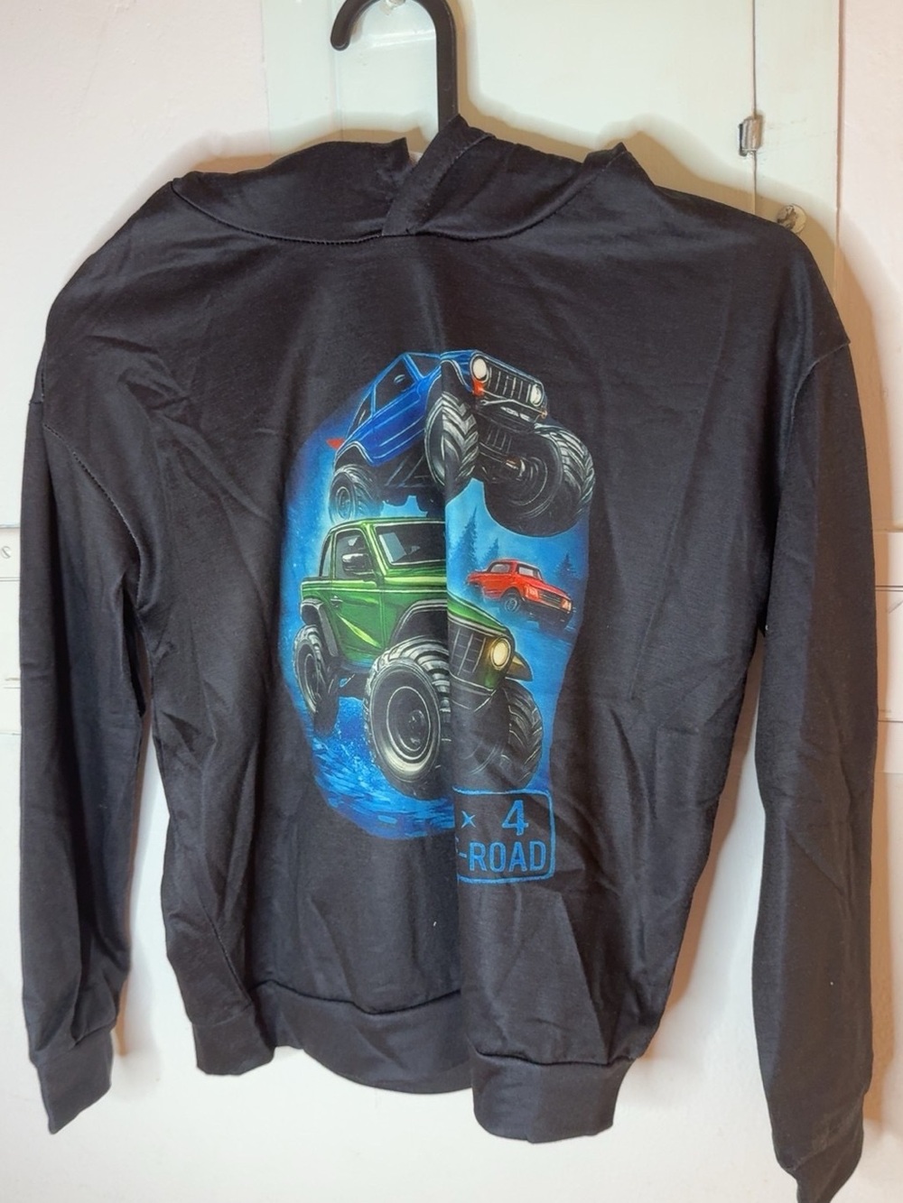 Kids Black Monster Truck Graphic Hoodie - Unbranded